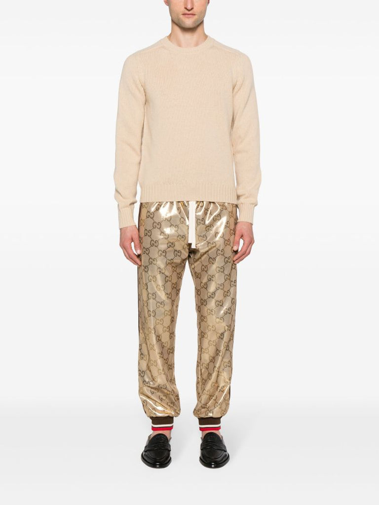 Neutral Logo-embroidered Wool Jumper