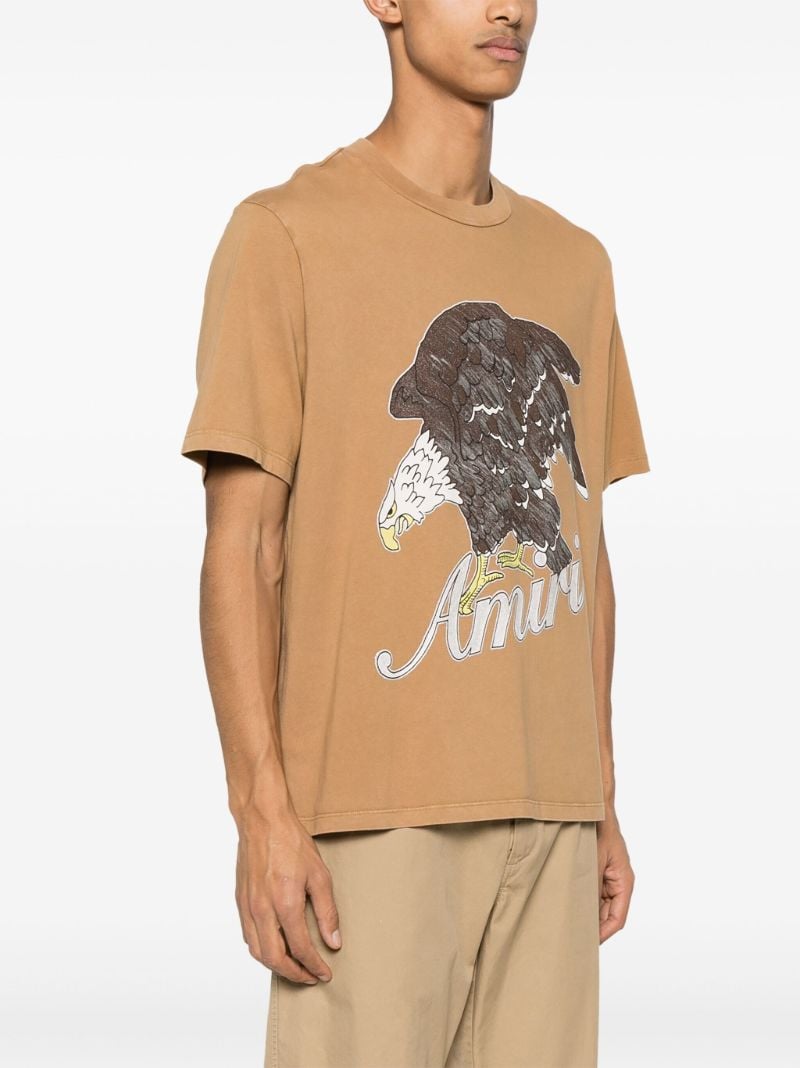 Brown Eagle Print Cotton T-shirt