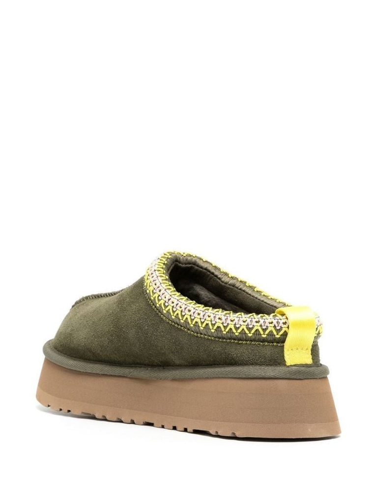 Green Tazz Suede Flatform Slippers