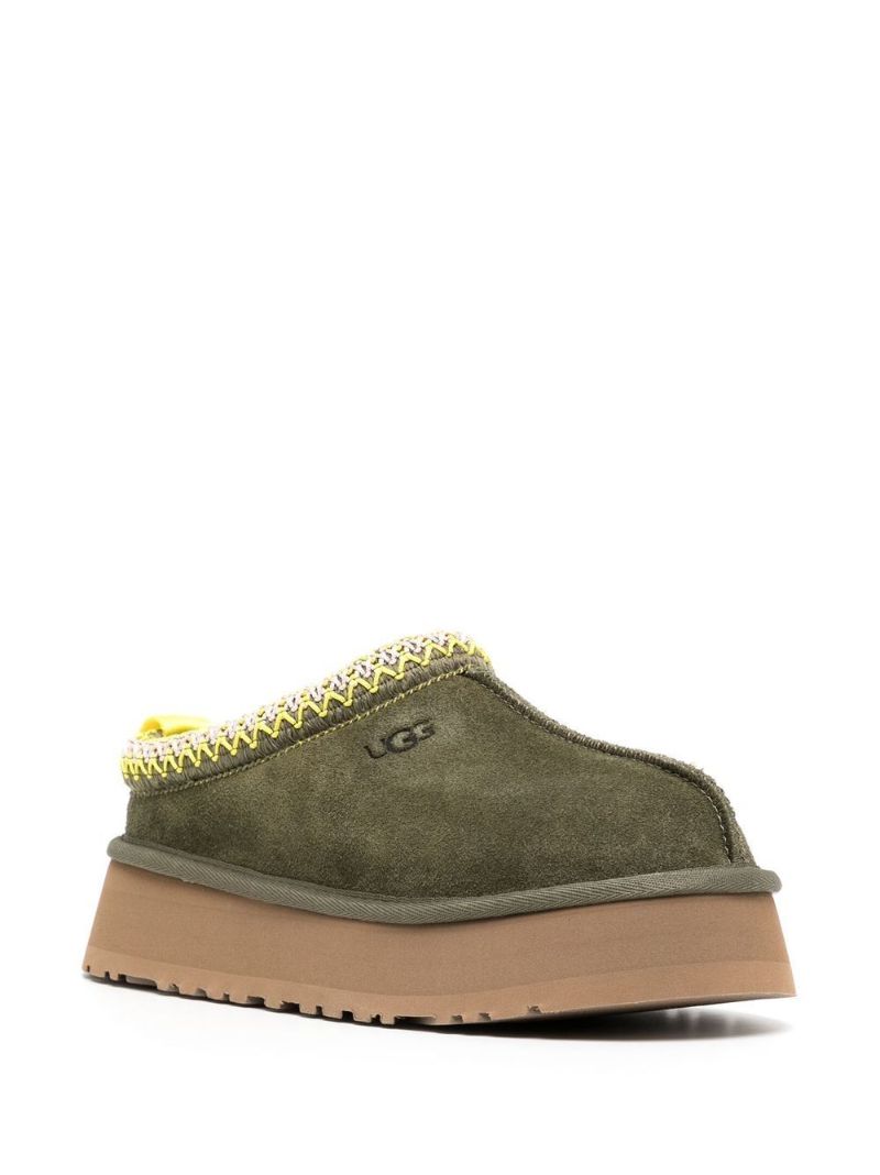 Green Tazz Suede Flatform Slippers