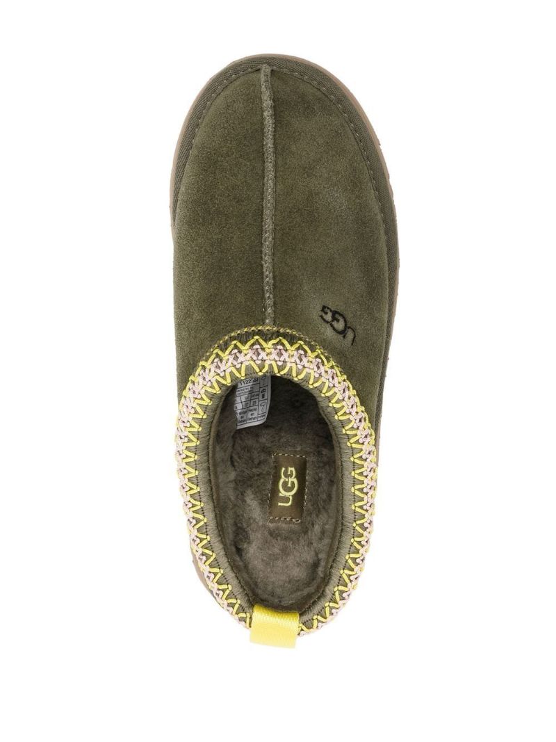 Green Tazz Suede Flatform Slippers