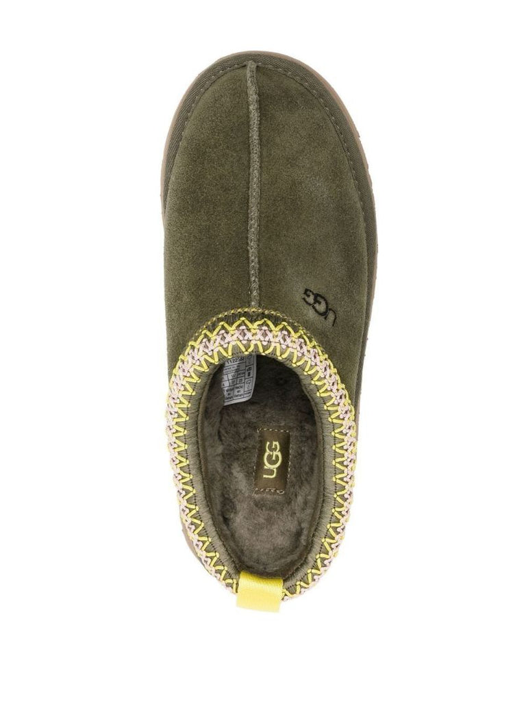 Green Tazz Suede Flatform Slippers
