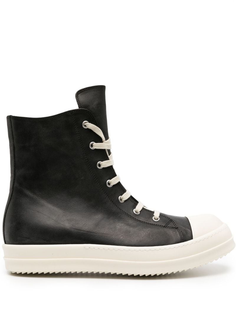 Black Lido High Top Leather Sneakers