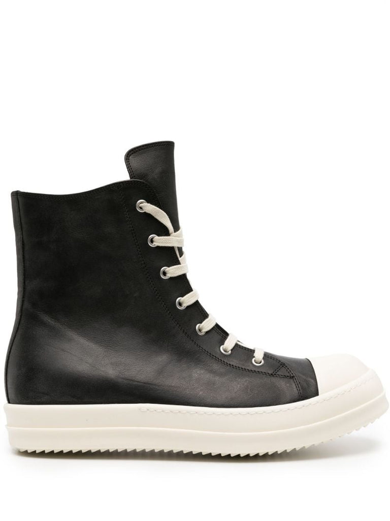 Black Lido High Top Leather Sneakers