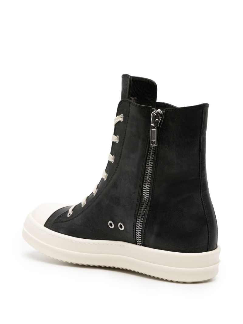 Black Lido High Top Leather Sneakers