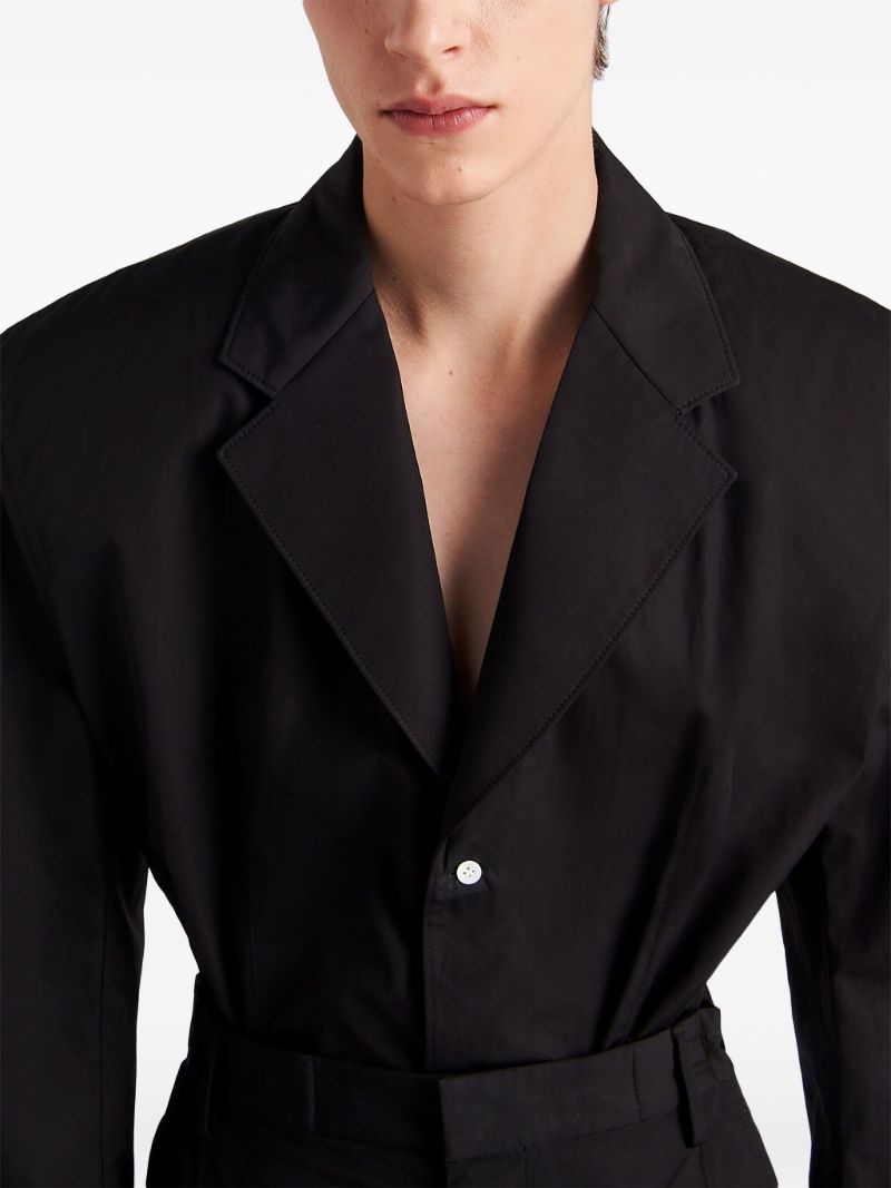 Black Single-breasted Cotton Blazer