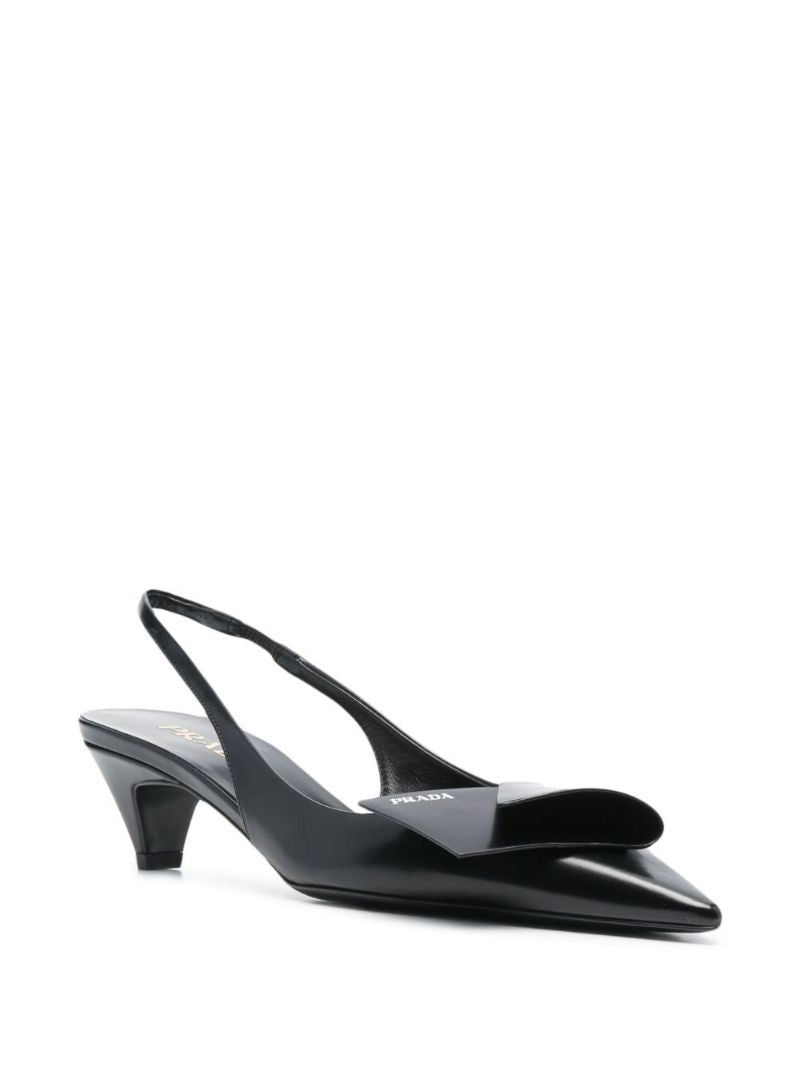 Black 60 Slingback Leather Pumps