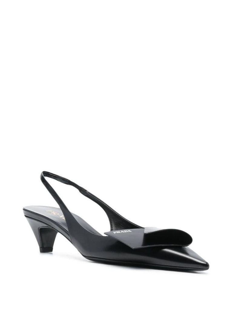 Black 60 Slingback Leather Pumps