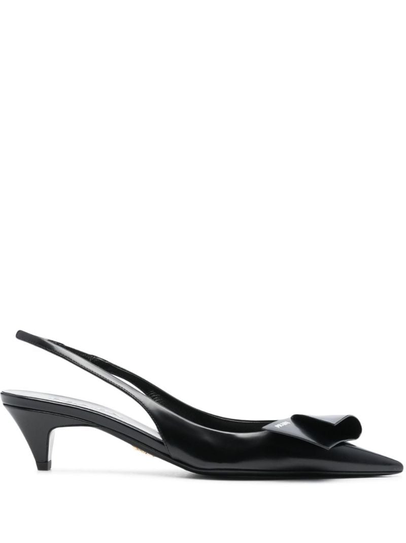 Black 60 Slingback Leather Pumps