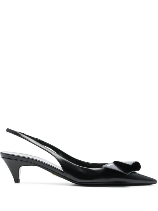 Black 60 Slingback Leather Pumps