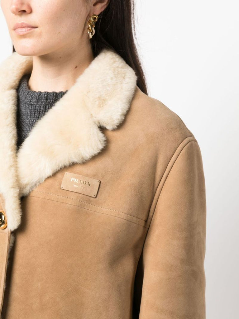 Neutral Shearling Coat