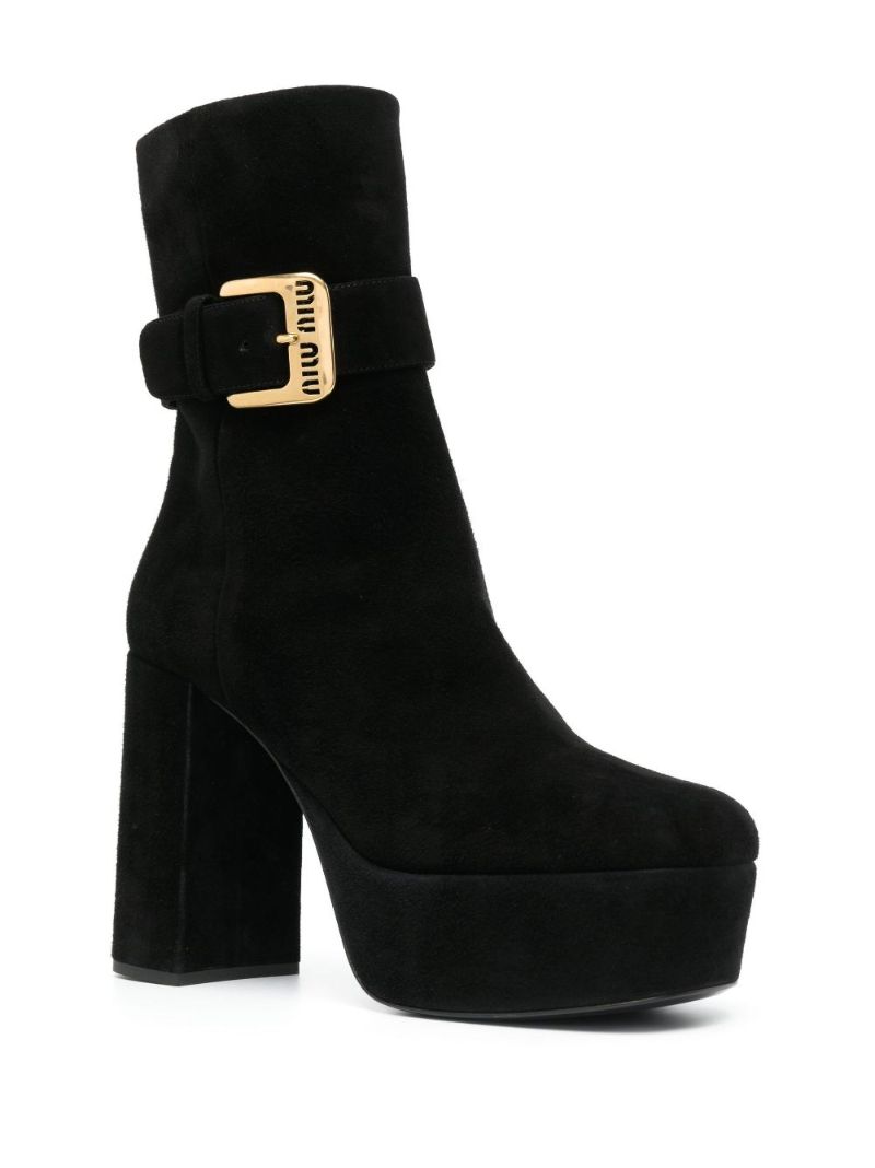 Black 110 Suede Platform Ankle Boots