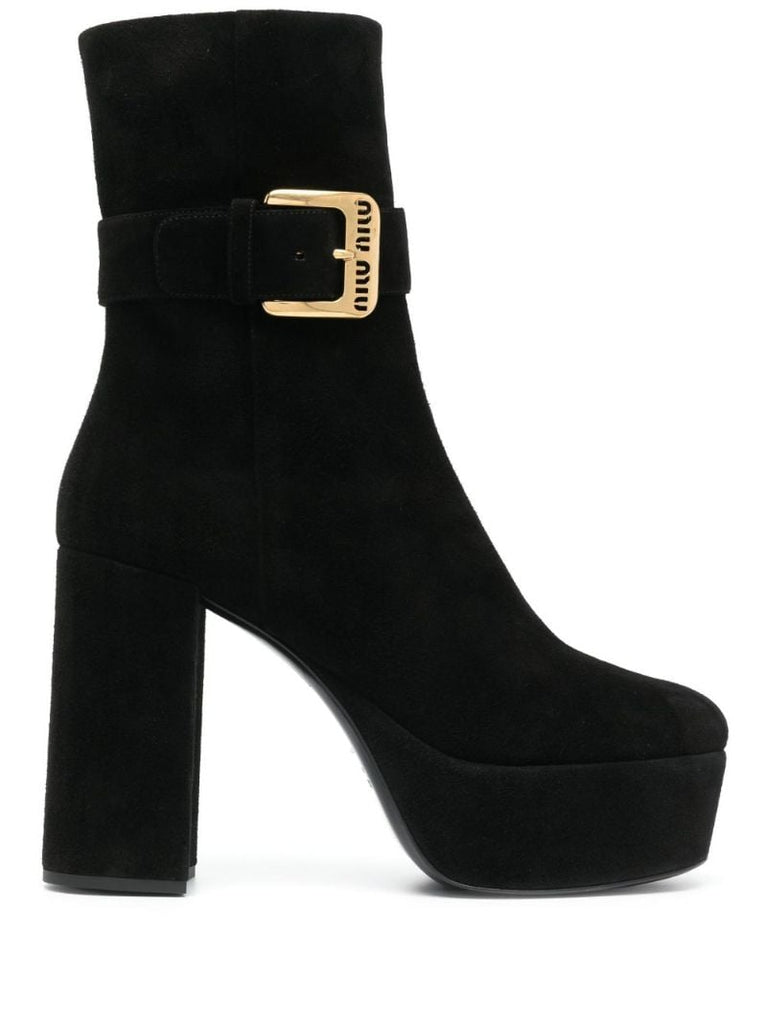 Black 110 Suede Platform Ankle Boots