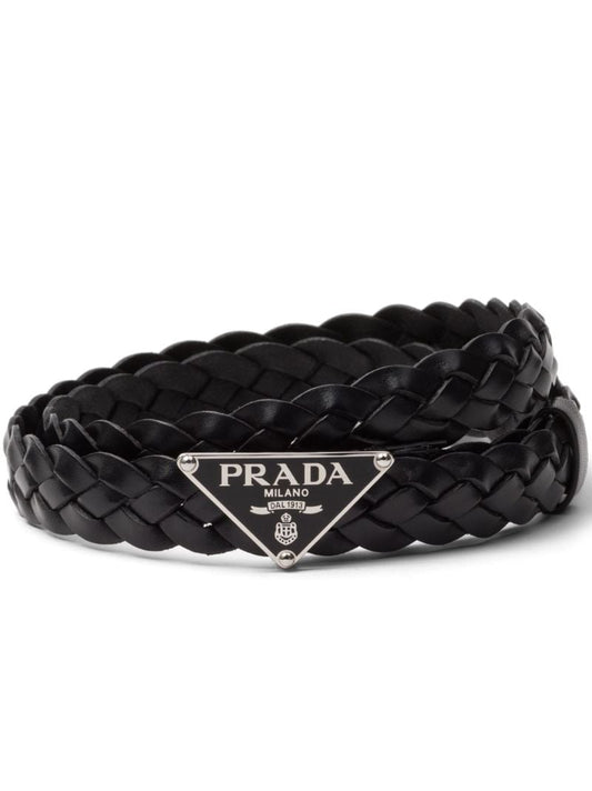 Black Braided Leather Belt