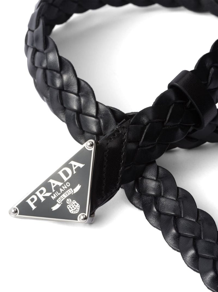 Black Braided Leather Belt
