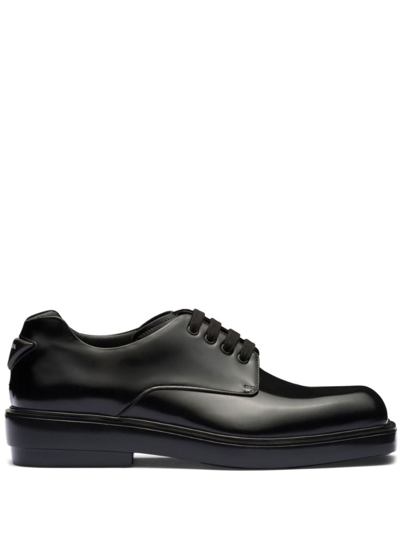 Black Fender Leather Derby Shoes