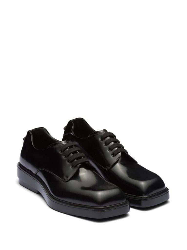 Black Fender Leather Derby Shoes