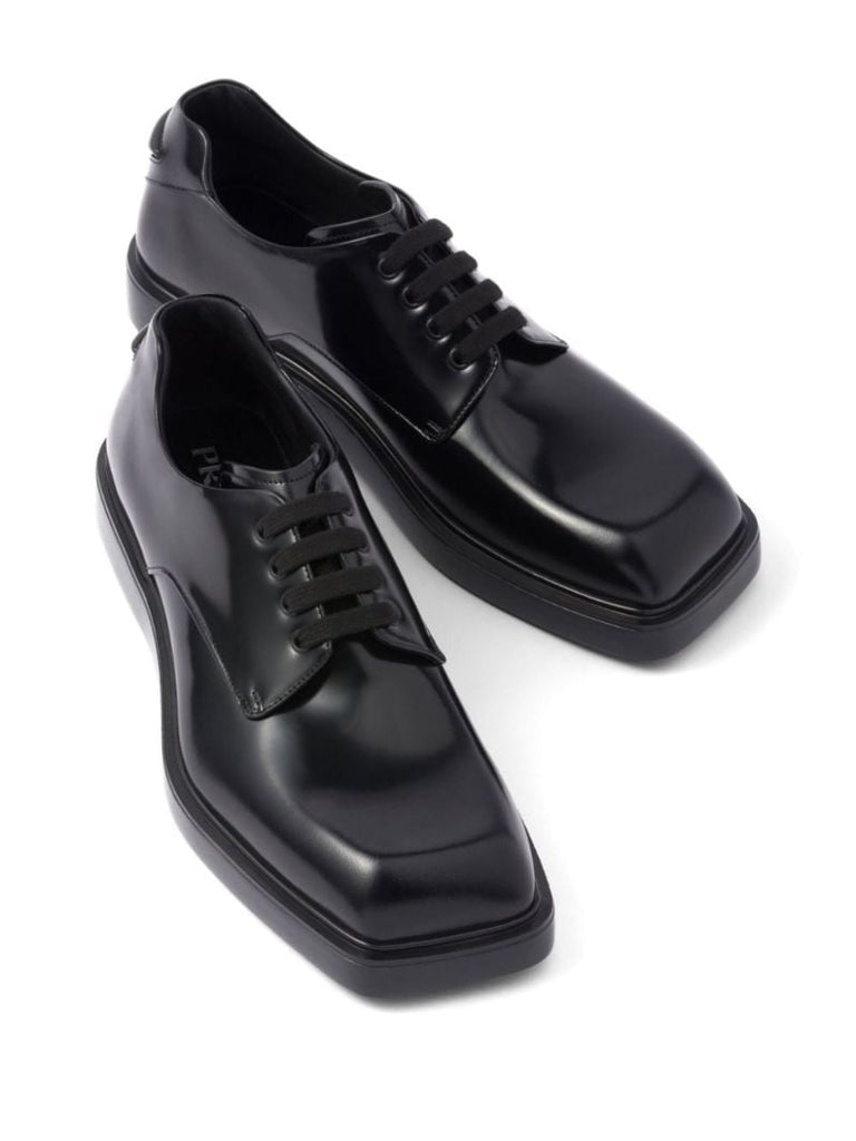 Black Fender Leather Derby Shoes