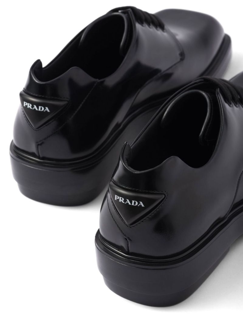 Black Fender Leather Derby Shoes