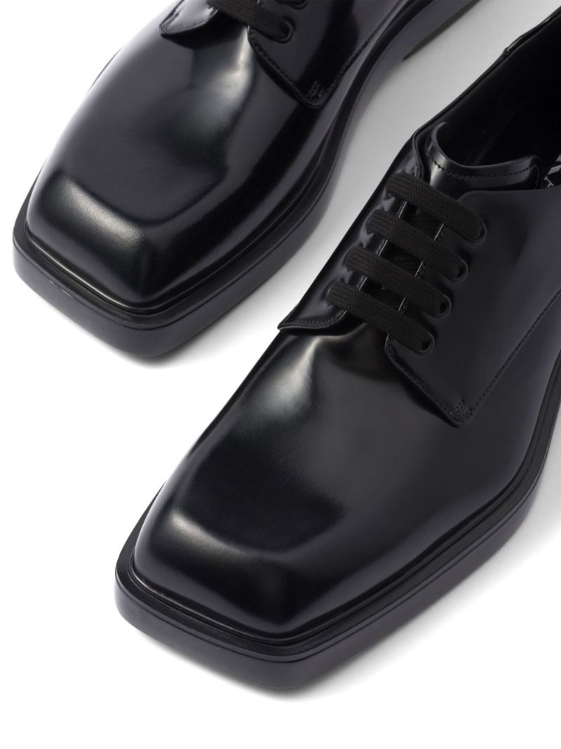 Black Fender Leather Derby Shoes
