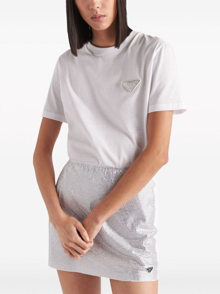White Triangle-logo Cotton T-shirt