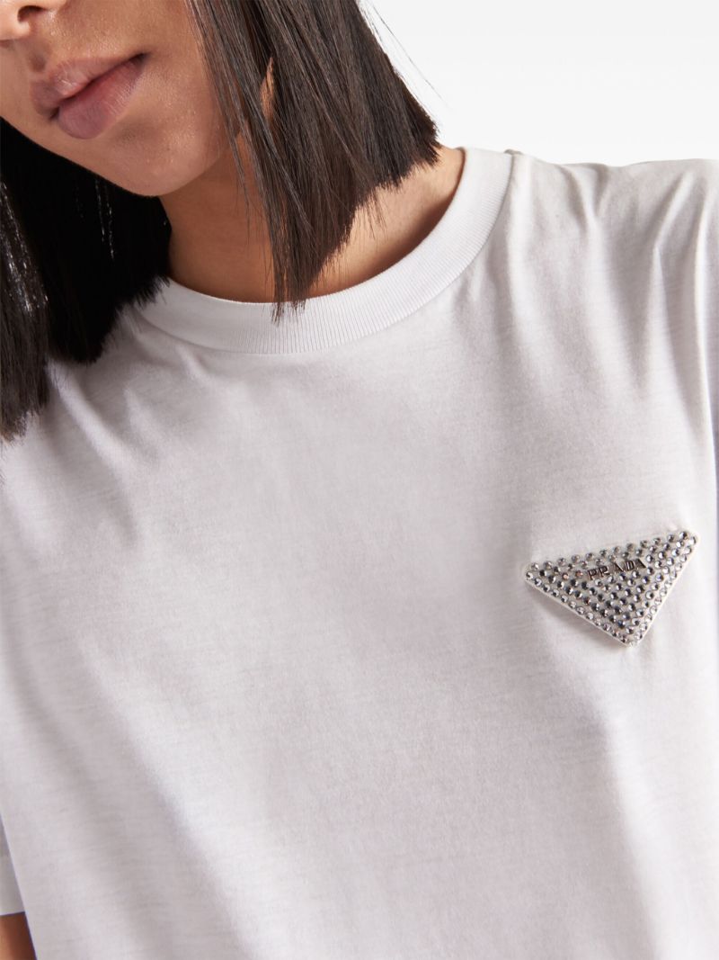 White Triangle-logo Cotton T-shirt