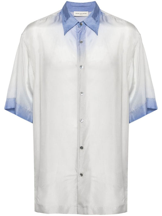 White Contrast-trim Silk Shirt