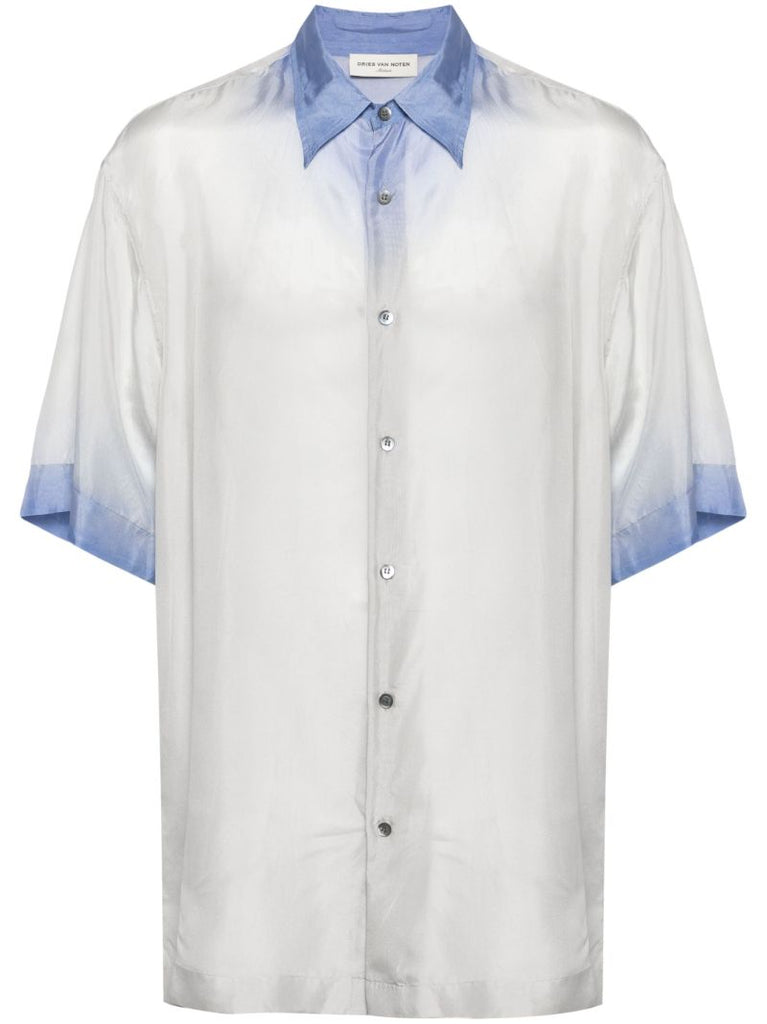 White Contrast-trim Silk Shirt