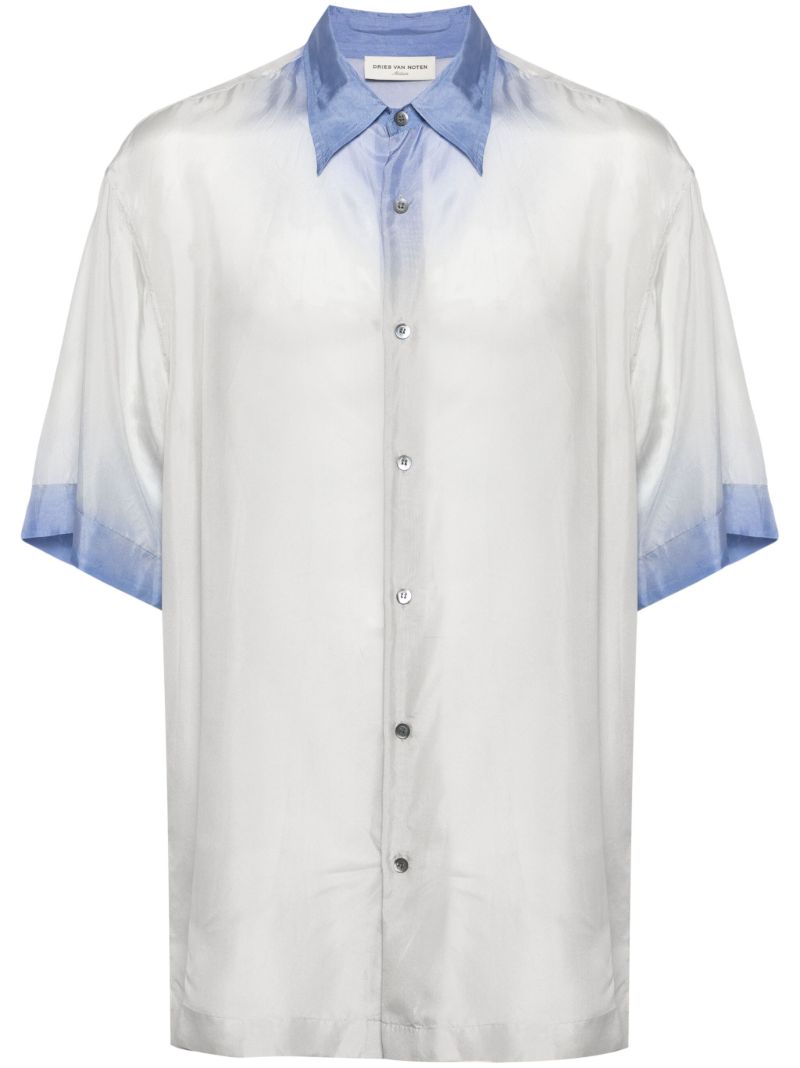 White Contrast-trim Silk Shirt