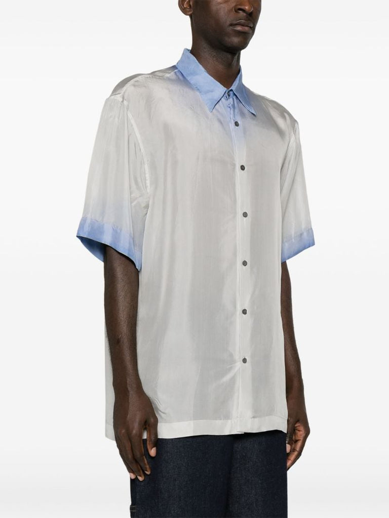 White Contrast-trim Silk Shirt