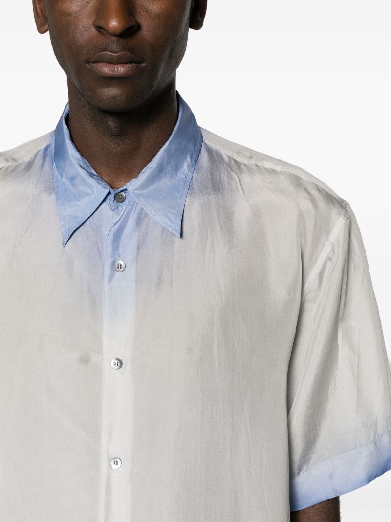 White Contrast-trim Silk Shirt