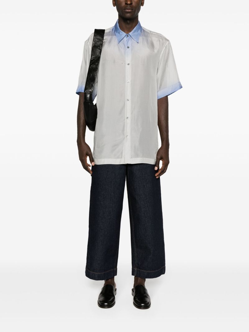 White Contrast-trim Silk Shirt