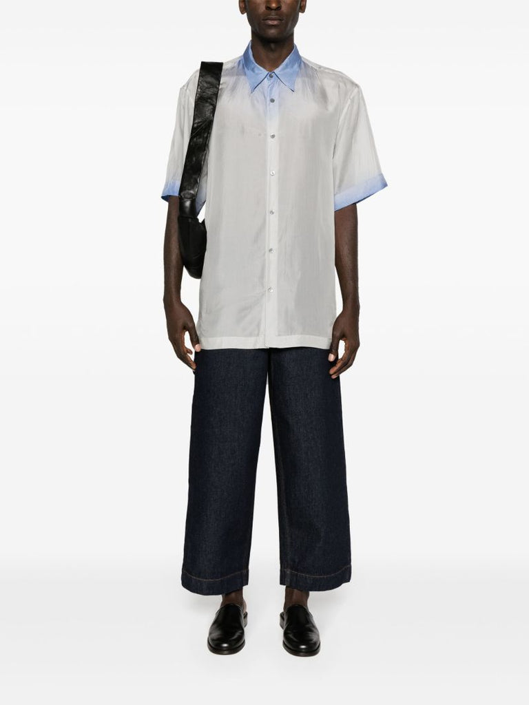 White Contrast-trim Silk Shirt
