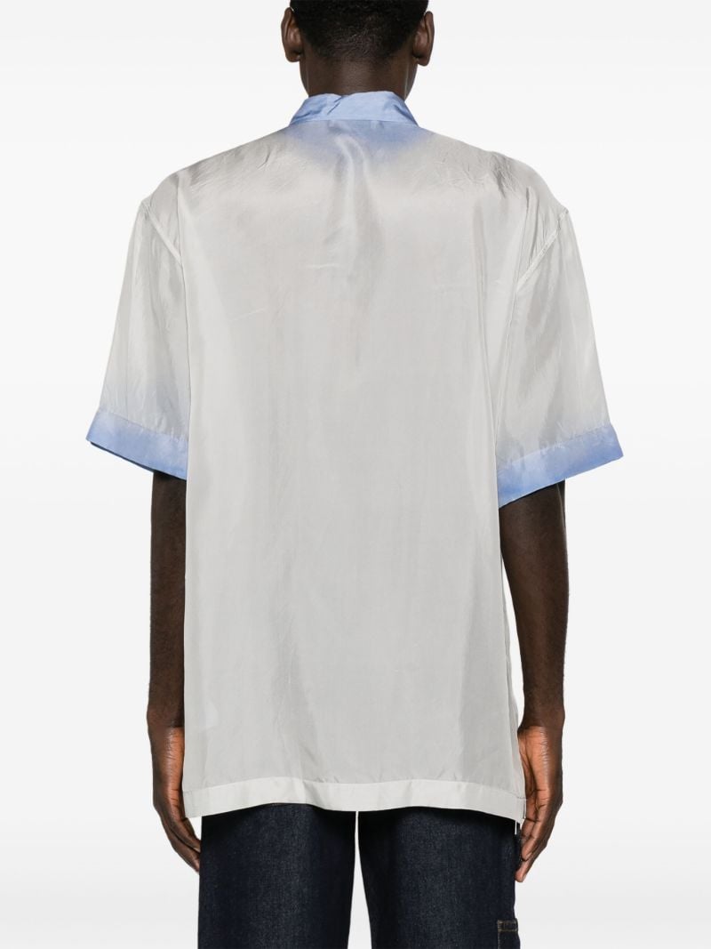 White Contrast-trim Silk Shirt