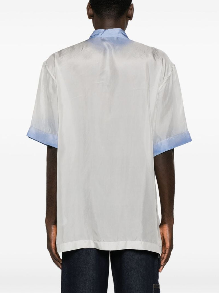 White Contrast-trim Silk Shirt