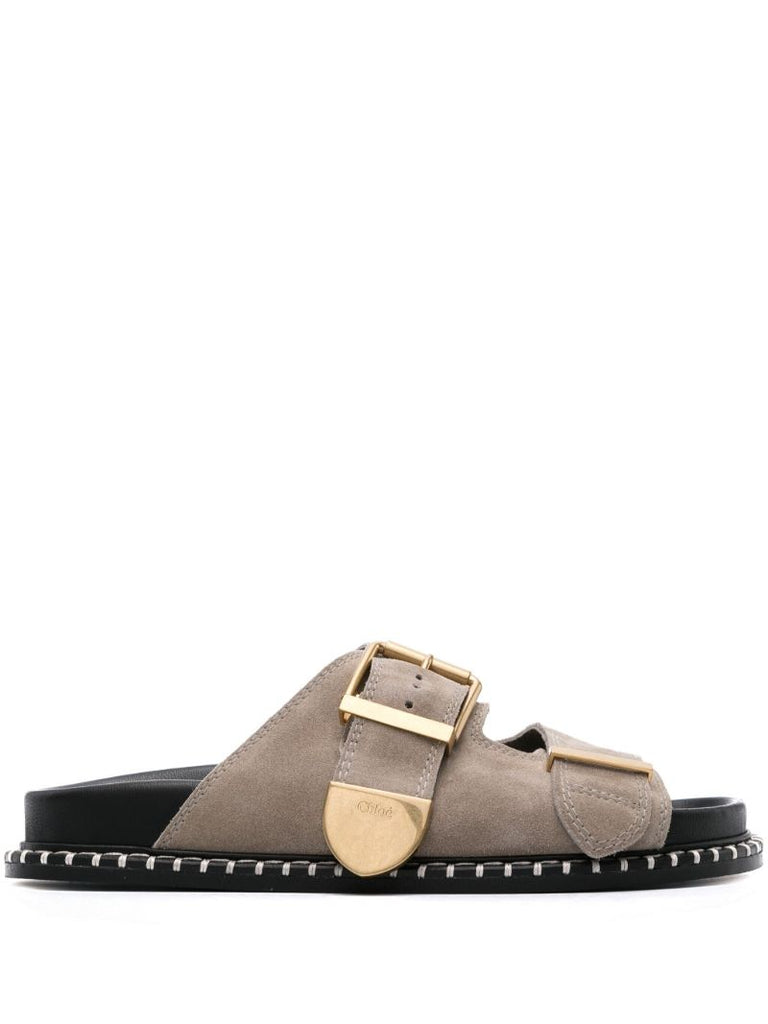 Grey Rebecca Suede Slides