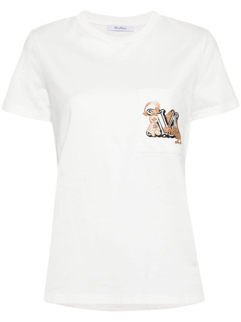 White Logo-embroidered Cotton T-shirt
