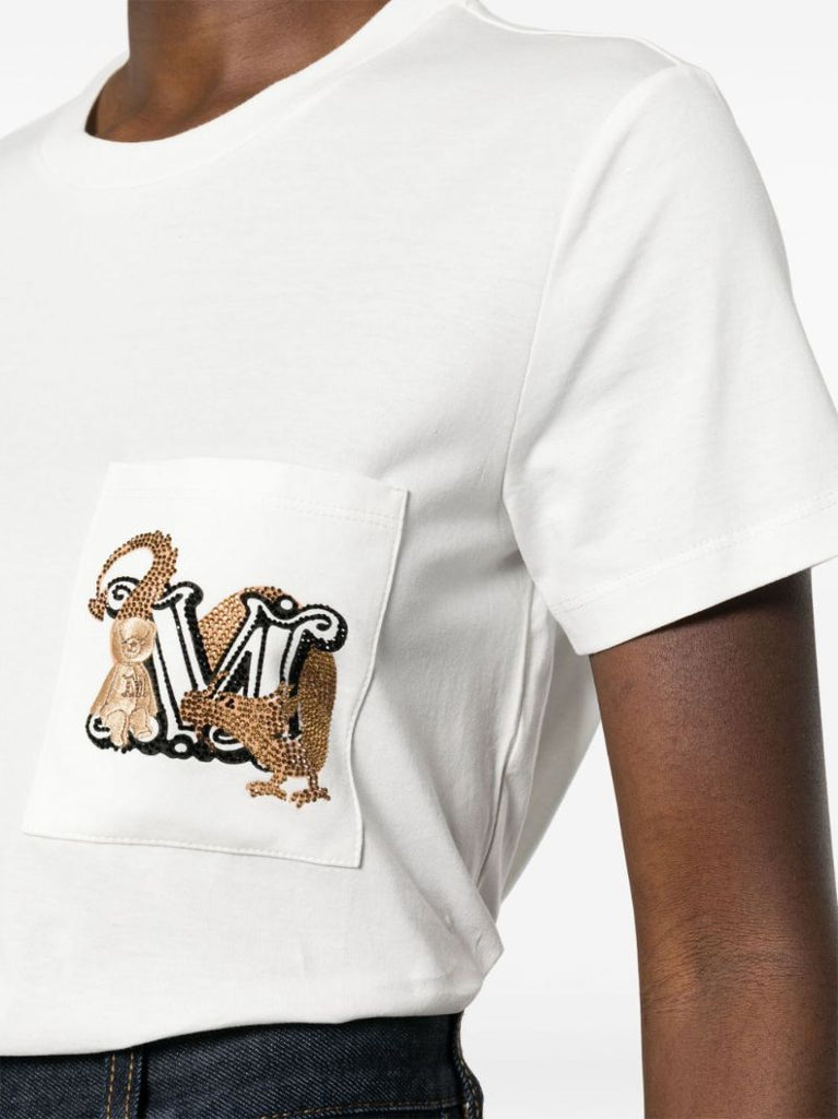 White Logo-embroidered Cotton T-shirt