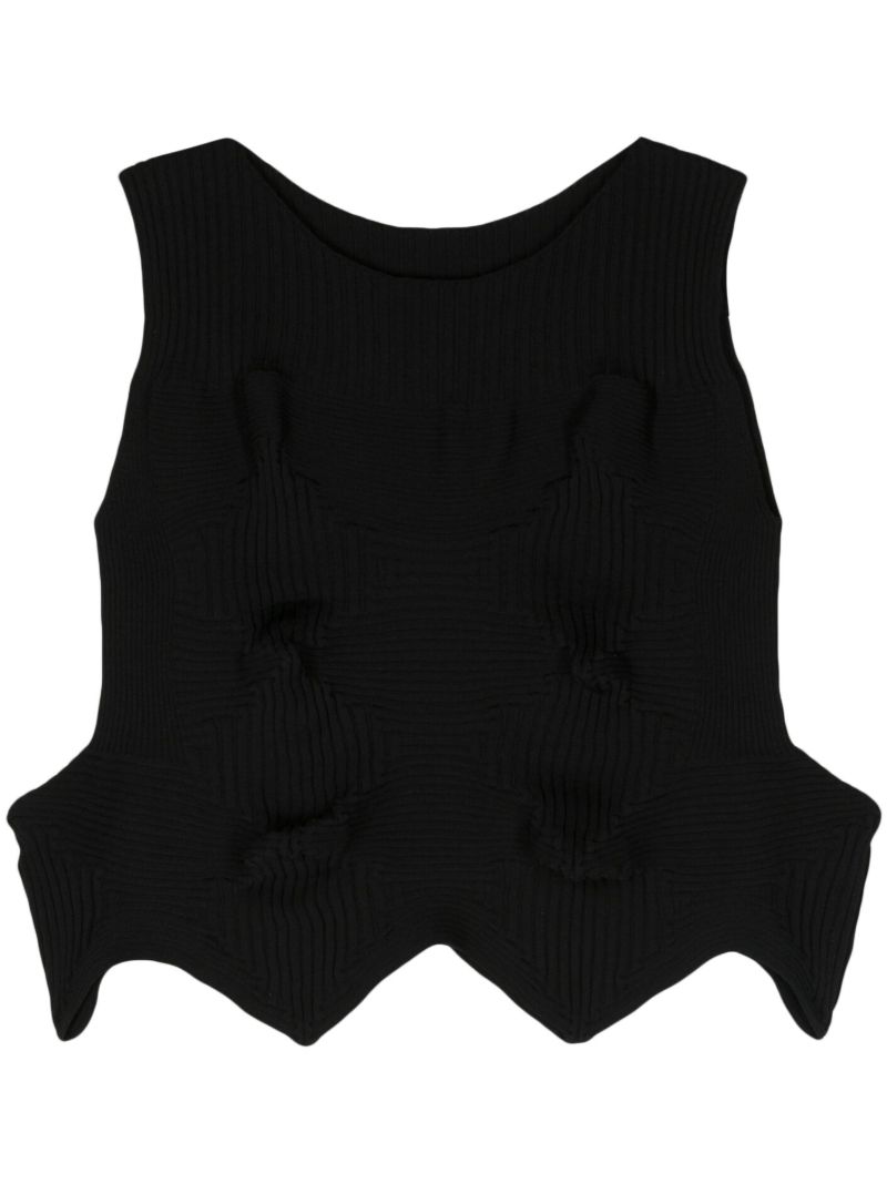 Black Linkage Ribbed-knit Top