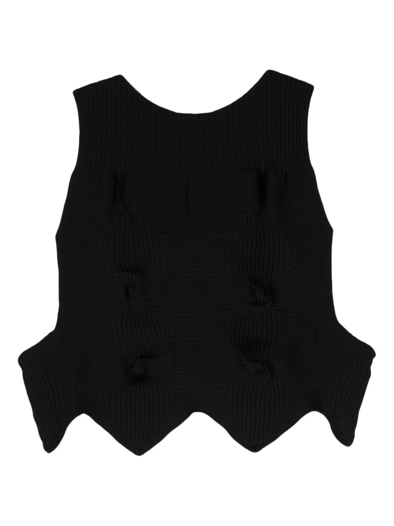 Black Linkage Ribbed-knit Top
