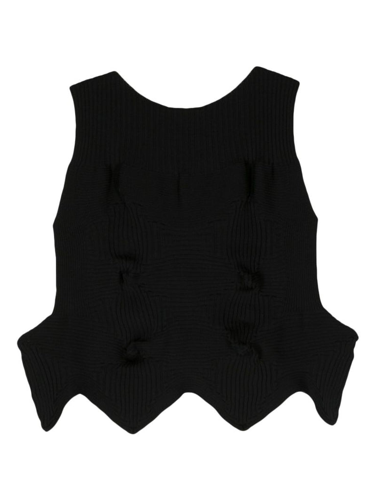 Black Linkage Ribbed-knit Top