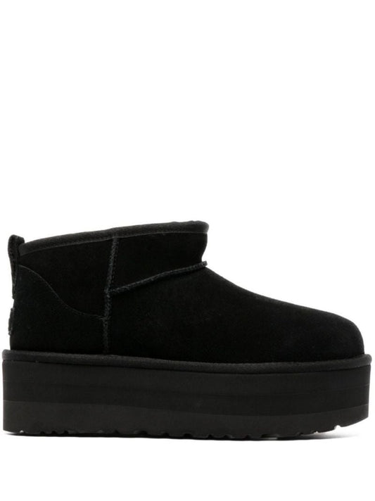 Black Classic Ultra Mini Suede Platform Boots