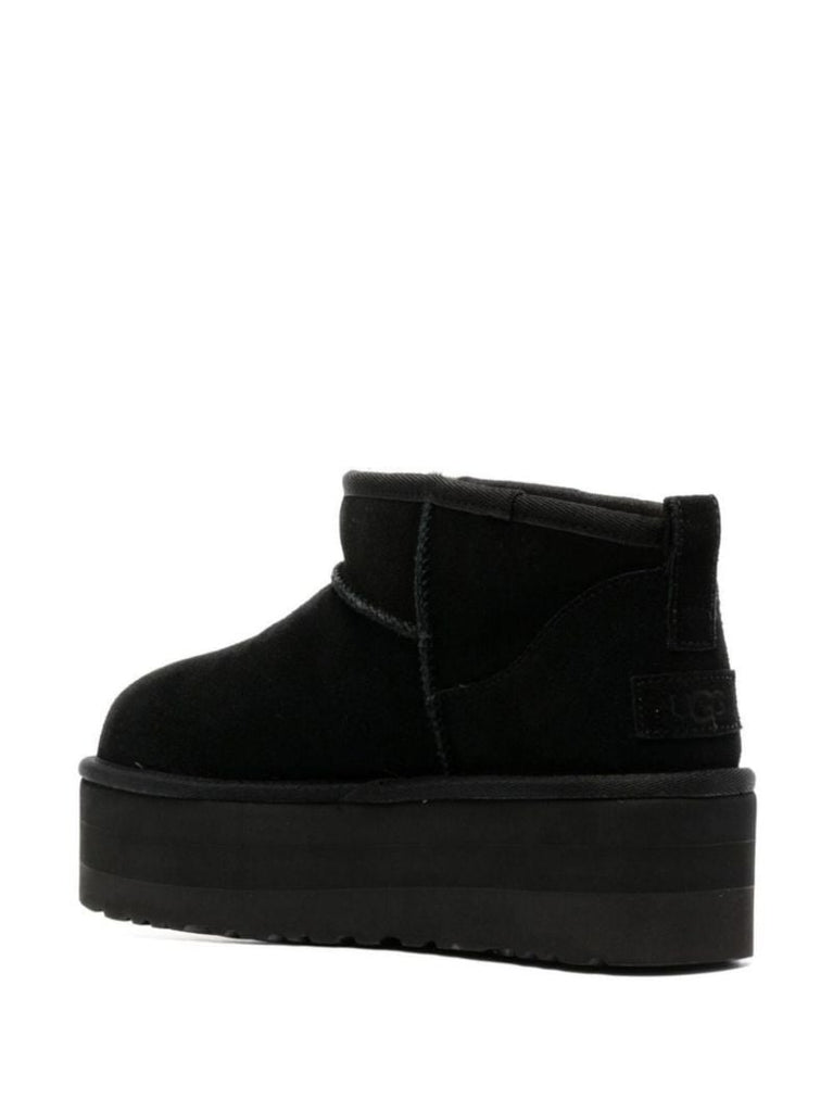 Black Classic Ultra Mini Suede Platform Boots