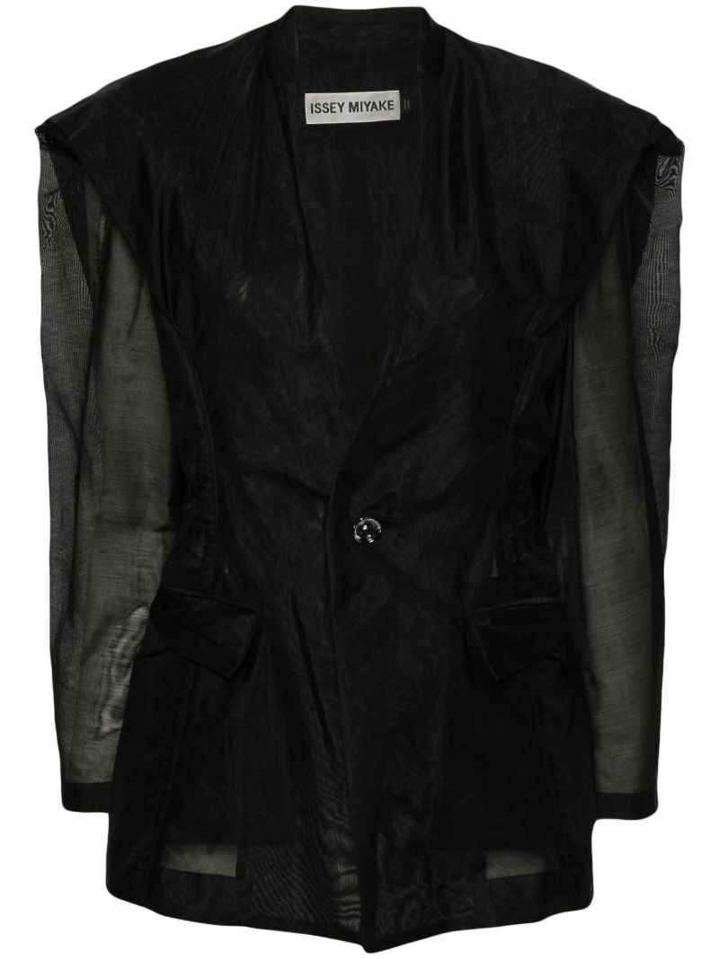 Black Semi-sheer Single-breasted Blazer