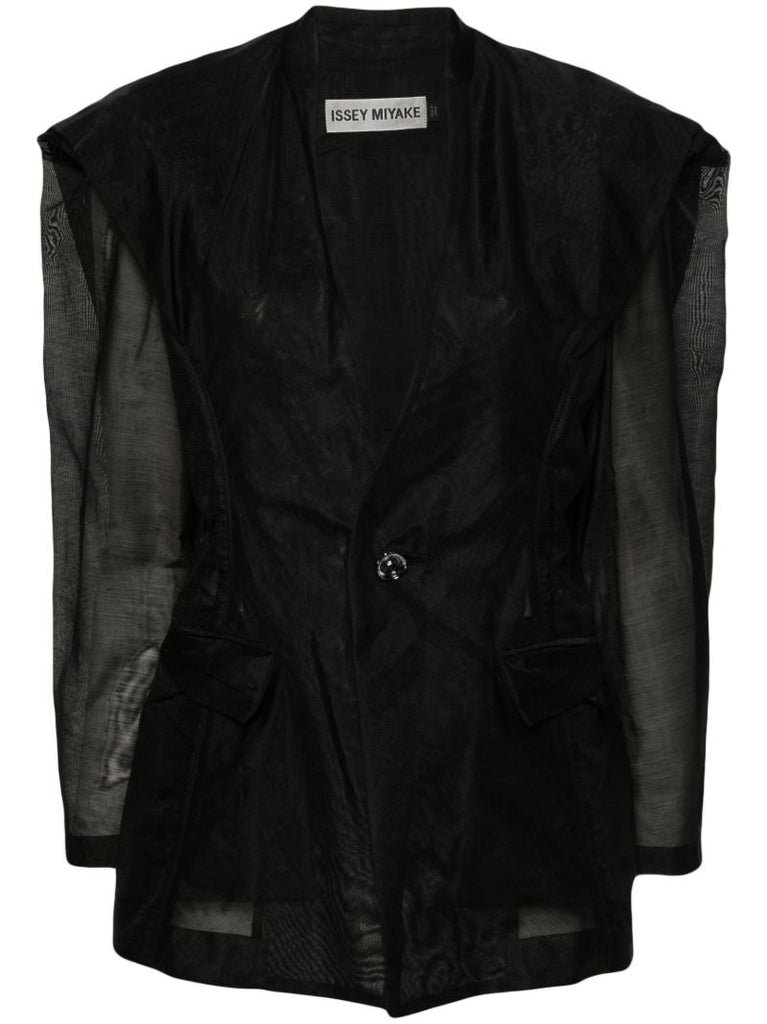 Black Semi-sheer Single-breasted Blazer