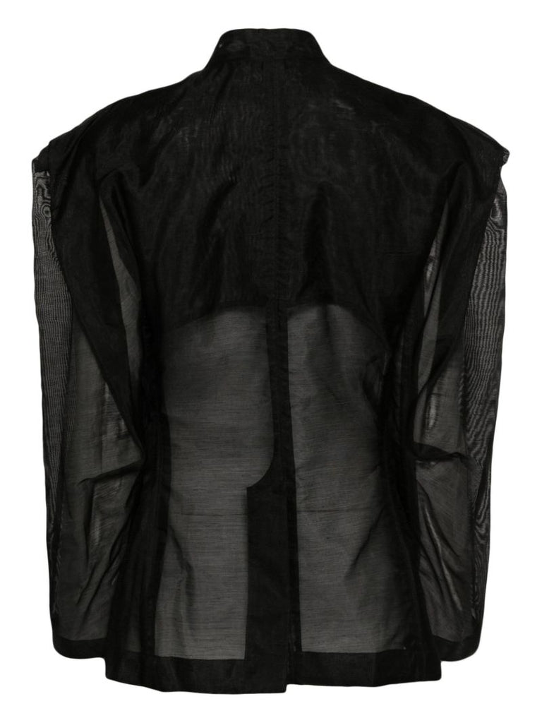 Black Semi-sheer Single-breasted Blazer