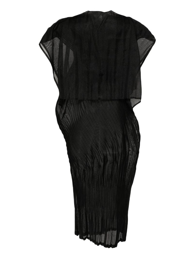 Black Cumulus Pleated Maxi Dress