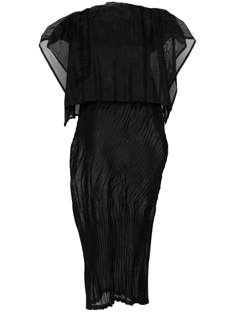 Black Cumulus Pleated Maxi Dress