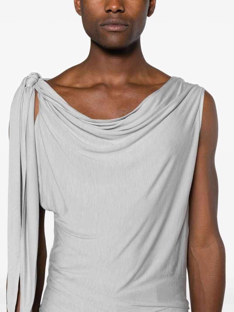 Grey Draped Cotton Tank Top