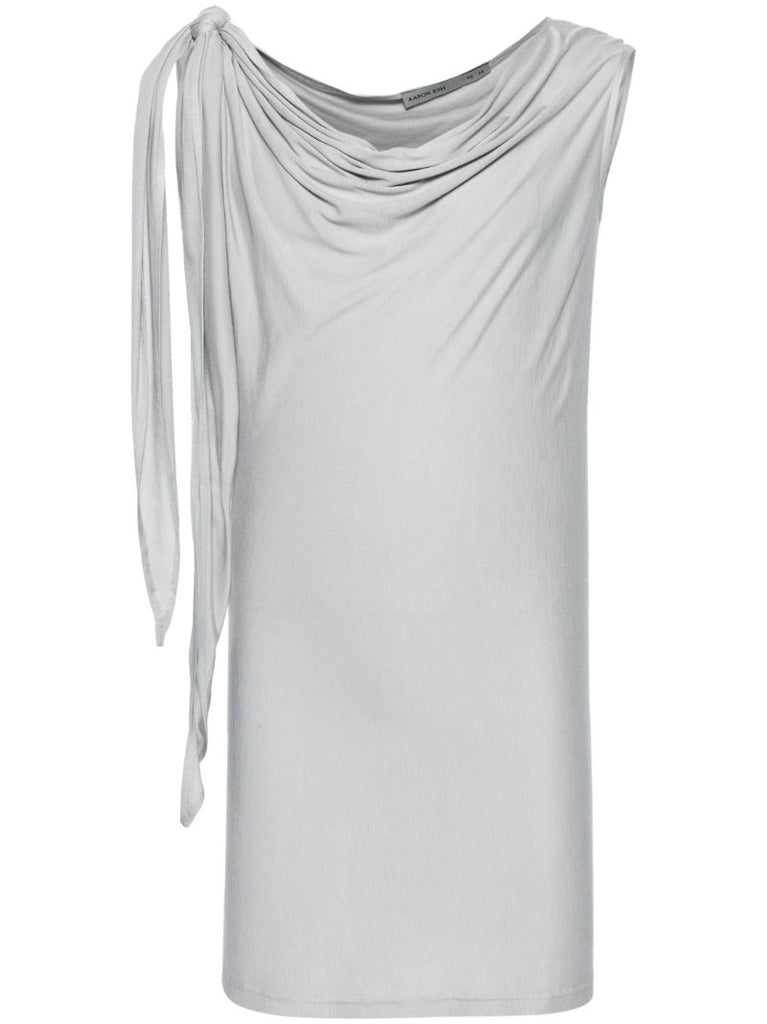 Grey Draped Cotton Tank Top